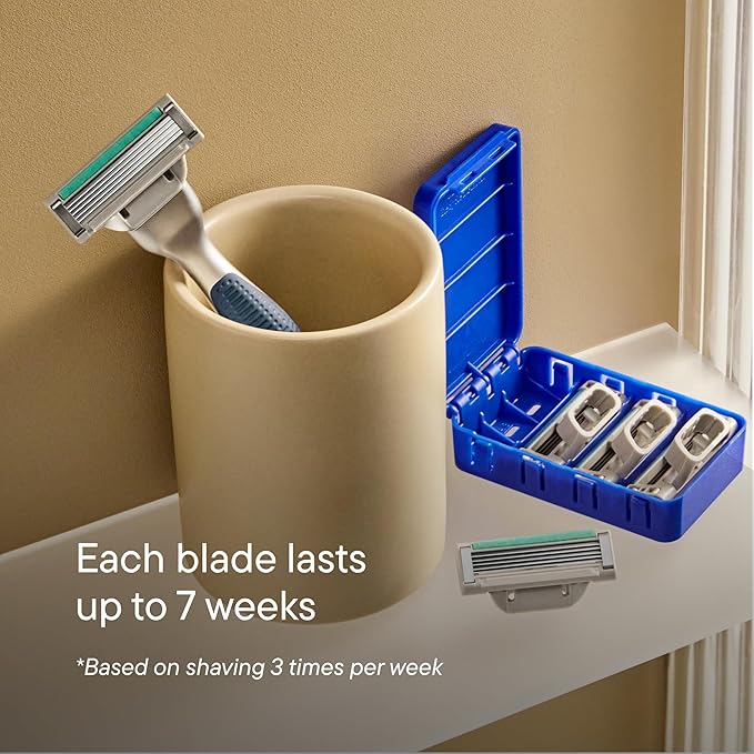 Harry's Plus Razor Value Pack - Premium Handle and 9 Razor Blade Cartridges - Advanced Pivoting System - Shaving Kit for Men - Tide