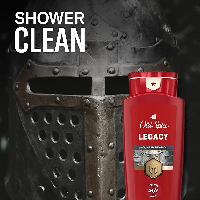 Old Spice Body Wash for Men, 24/7 Shower Fresh & Clean with Daily Use, Lasting Signature Scent, Refreshing Lather, Moisturizing Formula, Legacy with Coconut, Pine & Cedar Scent, 16 oz