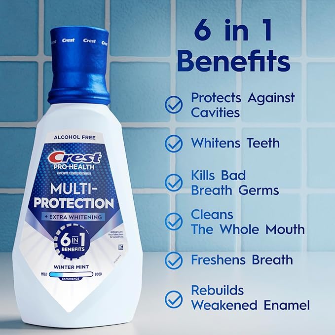 Crest Pro-Health Advanced Mouthwash, Alcohol Free, Extra Whitening, Energizing Mint Flavor, 2x946mL (32 fl oz)