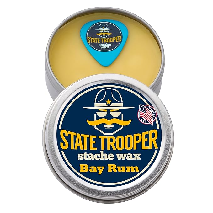 Bay Rum Mustache Wax & Beard Balm - All Natural Ingredients - For Best Styled Handlebar Mustache and Nourished, Moisturized & Tamed Beard with Leave-In Balm with Argan Oil