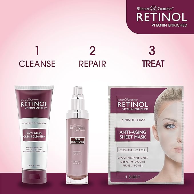 Retinol Anti-Aging Cleansing Towelettes – All-in-One Cleanser, Toner & Makeup Remover in a Convenient Pre-Moistened Wipe – On-The-Go Exfoliating, Toning & Hydrating Leaves Skin Clean, Fresh & Refined
