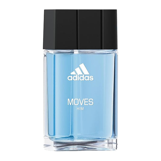 Adidas Moves Him Eau de Toilette 1.6 fl oz (Pack of 1), Notes of Green Apple, Cedarwood, Musk, Men's Fragrance, Long Lasting, Sporty Fragrance, Travel Size