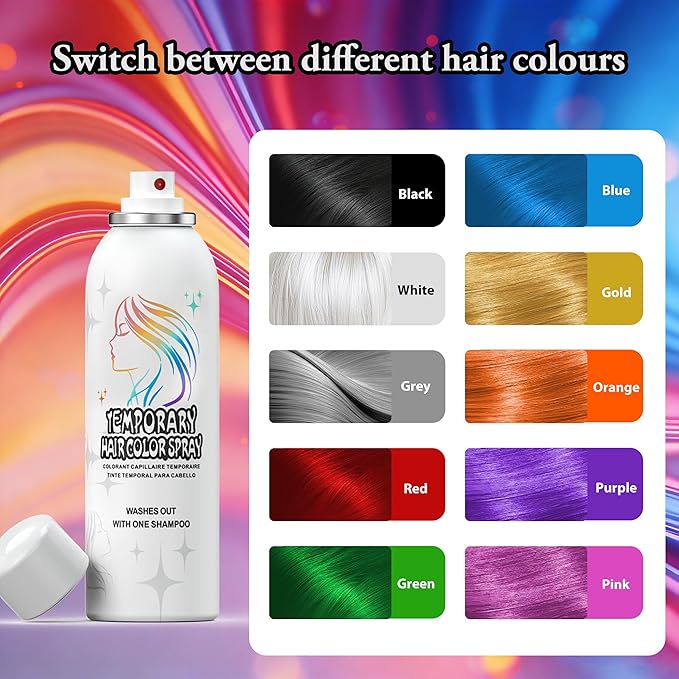 Temporary Hair Color Spray | 150ml Instant Hair Spray for Adults & Kids | Washable & Non-Sticky, Gentle Formula, Silver White | Halloween, Cosplay, Costume Party, Festivals