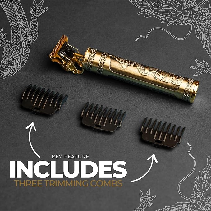 Limited Edition Handsome Habits Cordless Hair Trimmer for Men - Rechargeable Electric Razor with Stylish Metal Body, Year of The Dragon Design