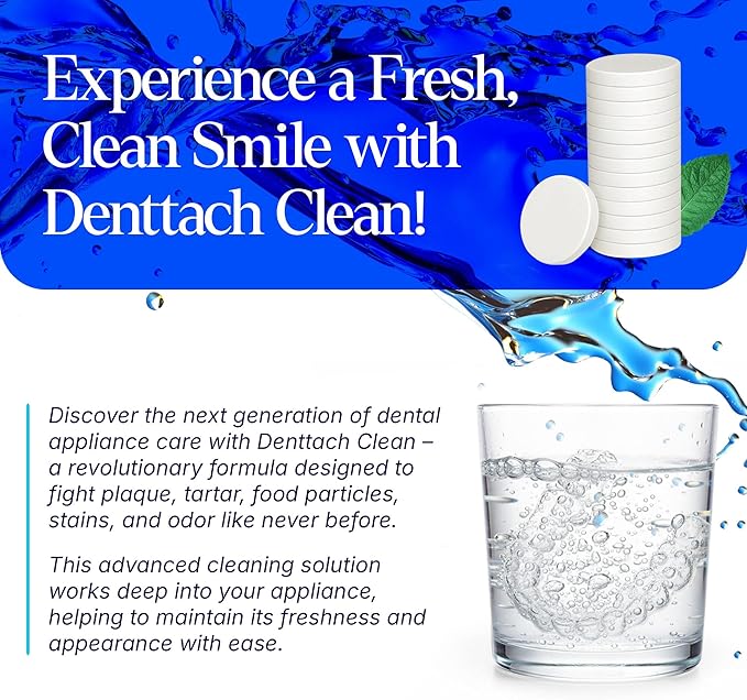 Denttach Clean Retainer Cleaner Tablets, Proprietary DEEP CLEANSER Formula Cleans Beneath the Surface, Removes Fog and Stains, Compatible with Invisalign, Retainers, Dentures, Aligners, Mouth Guard