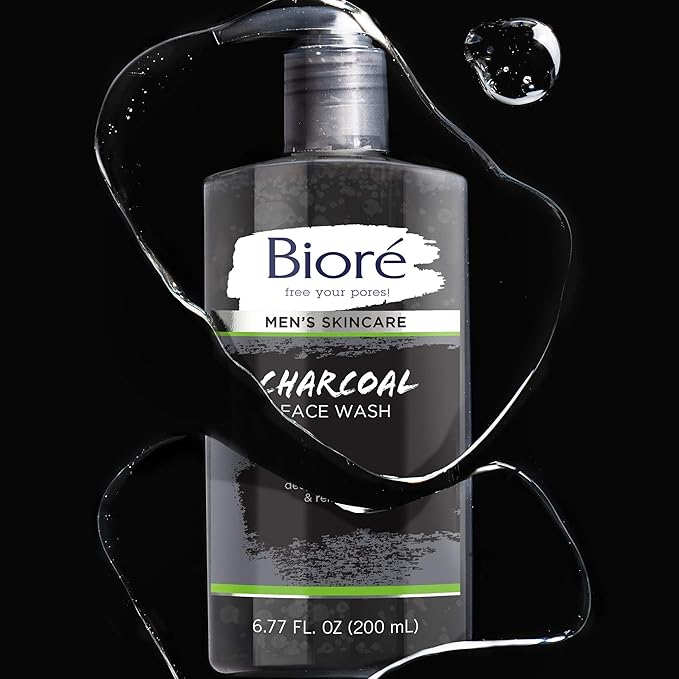 Bioré Men's Skincare Charcoal Face Wash, Deep Cleans Pores & Refreshes Skin, 6.77 Fl. Ounces