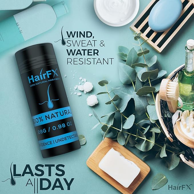 Hair Fibers for Thinning Hair (BLACK) Undetectable & Natural - Giant 28g Bottle – Hair Thickener & Topper + Instant Thicker Fuller Hair - Completely Conceals Hair Loss in 15 Sec for Women & Men