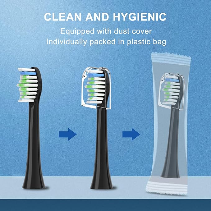 Replacement Toothbrush Heads for COSLUS DY-108Pro Electric Toothbrush,Sonic Electric Toothbrush with Covers(Black)