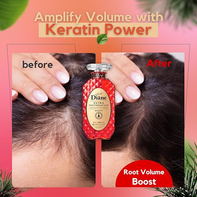 Moist Diane Thickening Shampoo and Conditioner for Fine Hair, Dry Scalp Shampoo and Conditioner for Women & Men by Argan Oil & Keratin from Japan, Silicone & Sulfate Free 30.4 Fl Oz VOLUME & SCALP