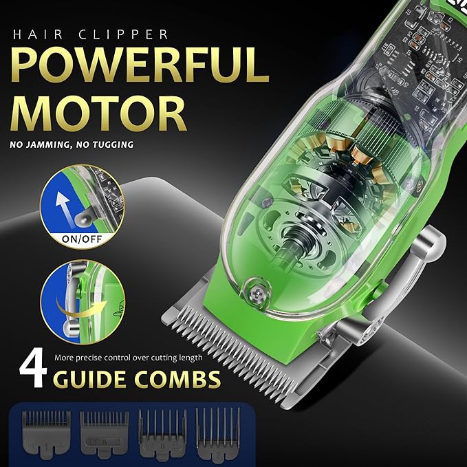 Hair Clippers for Men with LED Display, 4-Piece Cordless Grooming Kit with Hair Clipper, Beard Trimmer, Foil Shaver & Nose Trimmer, Complete Set for Home Barber