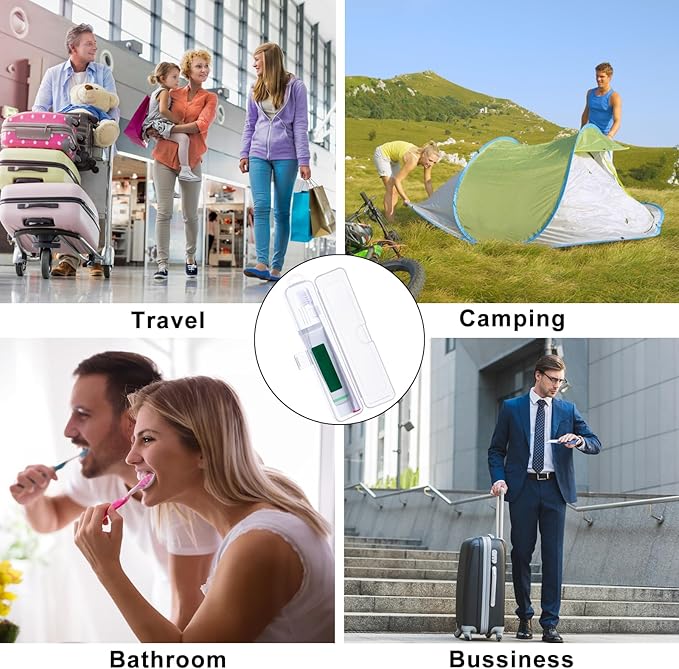 Yeeco Toothbrush Case 2 Packs, Transparent Toothbrush Travel Case, Plastic Toothbrush Holder Travel Size, 7.87 x 1.85 x 1.18 inches Portable for Traveling,Clear