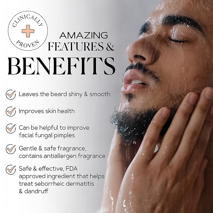 KAMEDIS Beard Wash - 6.7 Oz, Dandruff & Flake Free Ultimate Men's Shampoo, Contains Pyrithione Zinc & Salicylic Acid, Alleviates Itching & Irritation