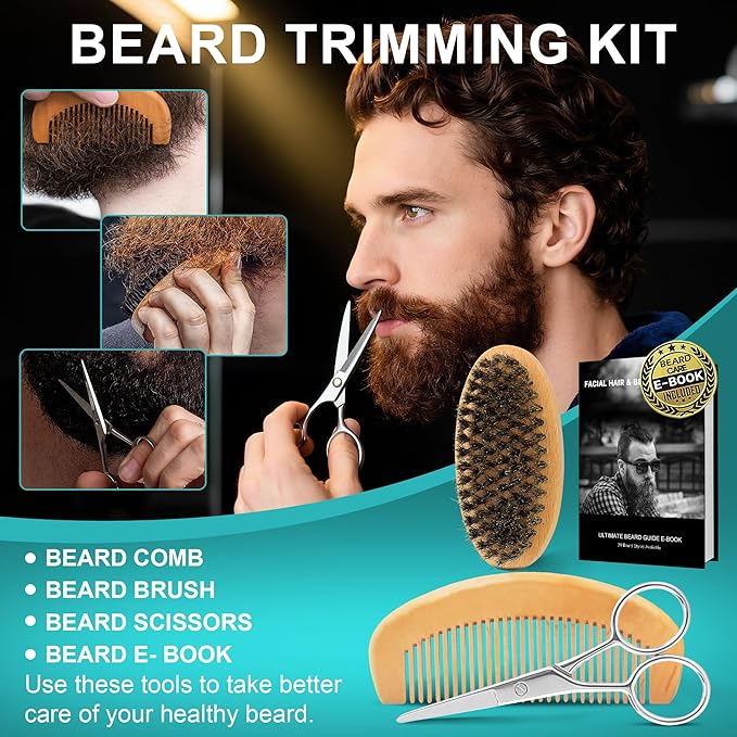 XIKEZAN Husband Dad Gifts, Coffee Beard Kit for Men Care,Cool Stuff Unique Birthday Valentines Fathers Thanksgiving Anniversary Christmas Secret Santa Basket Gift Idea for Men Him Boyfriend Grandpa