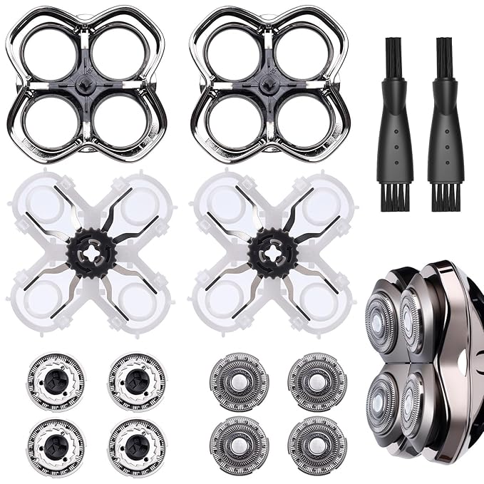 2Pack Pro 4 Shaver Replacement Heads Compatible with Skull Pitbulls Gold PRO, Silver PRO, Platinum PRO, Head Shavers, Electric Shaver Half Head for Men/Women (2 PACK BORON)