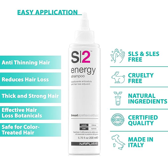 NAPURA S2 Anti Hair Loss Biotin Shampoo - Hair Thickening Organic - Professional, Sulfate Free - Men & Women (6.76 oz)