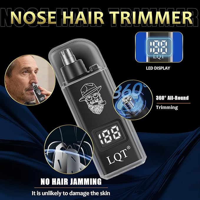 Hair Clippers for Men, with LED Display 4-Piece Cordless Grooming Kit with Hair Clipper, Beard Trimmer, Foil Shaver & Nose Trimmer, Complete Rechargeable Set for Home Barber Use (Black Gold)