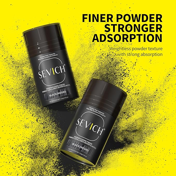 SEVICH Hair Fibers for Thinning Hair, Hair Building Fibers Instantly Thicker & Fuller Look,Hair Powder for Men & Women 12g Medium Brown