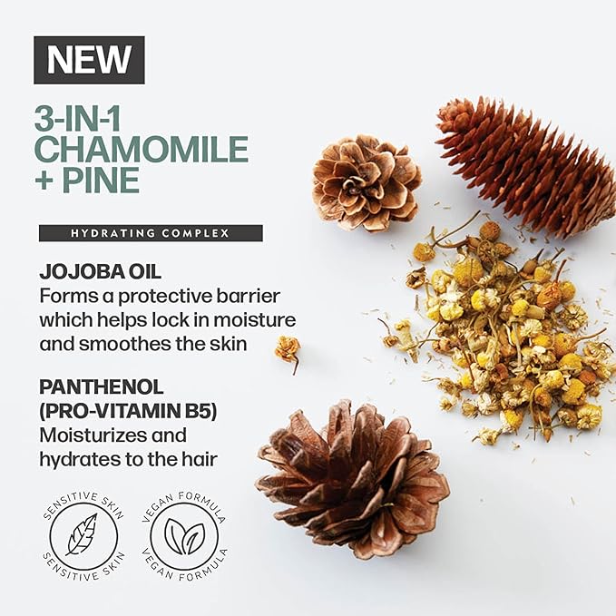 AMERICAN CREW 3-in-1 Chamomile & Pine, Shampoo, Conditioner & Body Wash for Men, All-in-One Care with Calming and Relaxing Fragrance, 8.4 fl oz