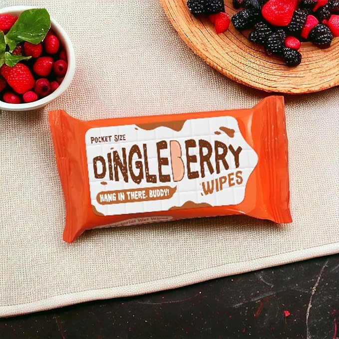 Dingleberry Wipes Pocket Size Novelty Moist Towelettes for Teen Boys Mens Stocking Stuffers Funny Poop Humor Gifts Present Unscented