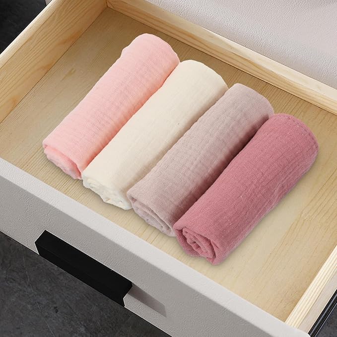 4 Pack Face Cloths Makeup Remover Cloths Soft Wash Cloths Absorbent Muslin Washcloths Breathable Reusable Facial Towels for Skin Care Daily Cleansing Travel Women Men Adults