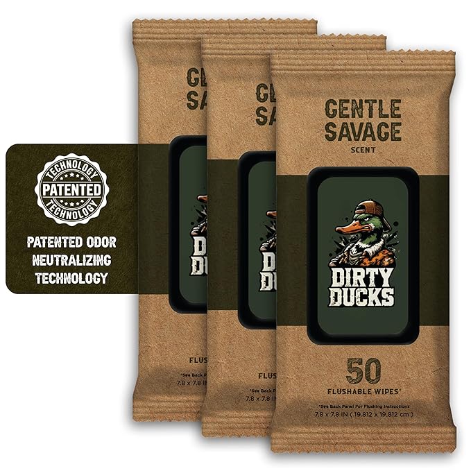 Dirty Duck Wipes – Flushable Body & Face Cleansing Wipes for Men and Women – Biodegradable, Alcohol-Free, Travel-Ready, 3 Pack (50 Count Each)