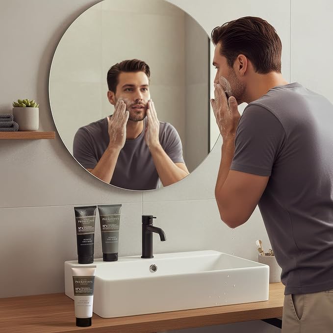 Pecksniff’s Men’s Trio Face Collection – Bourbon & Mandarin – Face Wash, Face Scrub & Shave Balm Gift Set, 3 x 75ml