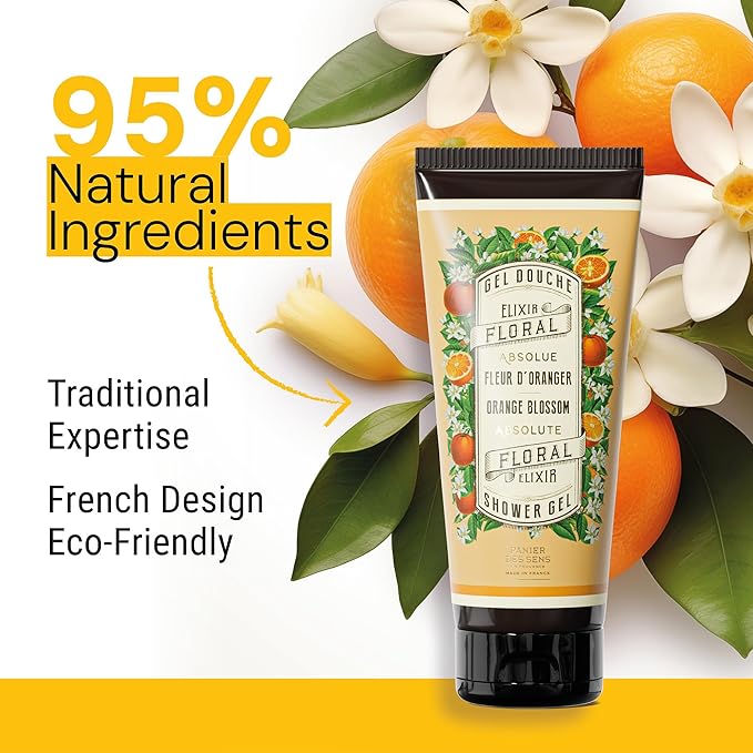 Panier des Sens - Duo Orange Blossom Moisturizing Body Wash for Women & Men - Gentle Shower Gel with 95% Natural Ingredients for Normal, Sensitive Skin - Body Care Made in France, SLS Free -2x6.8 Floz