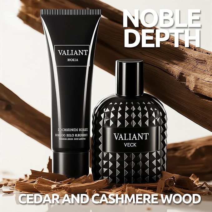 Valiant Men Cologne Set - 3.4Fl Oz*2PCS Eau de Parfum Spray & 2PCS After Shave Lotion | Long-Lasting Fresh Fragrance with Jasmine & Vanilla Bourbon, Cologne Gift Set for Men