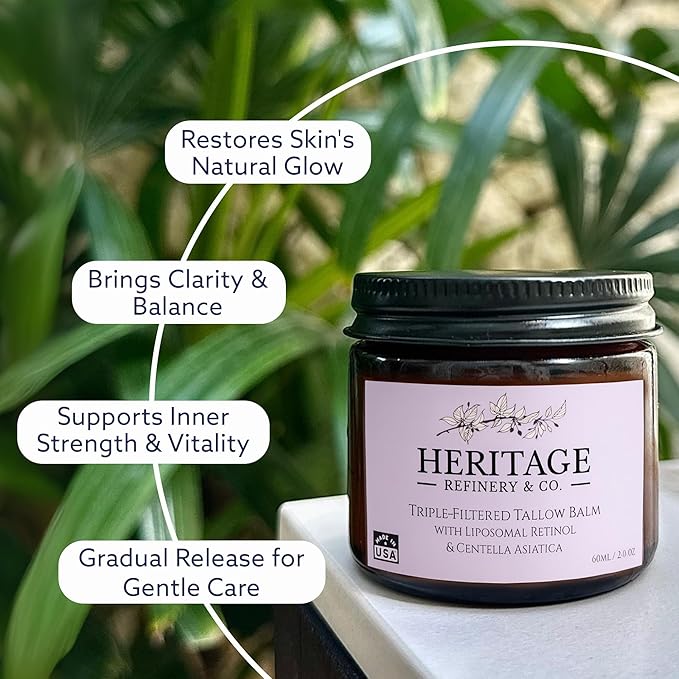 Whipped Beef Tallow for Skin Men & Women with Retinol & Centella Asiatica - Made in USA Wrinkle Repair Anti-Aging Defense Tallow Balm for Face Moisturizer, Grass Fed Skincare - 2 Oz