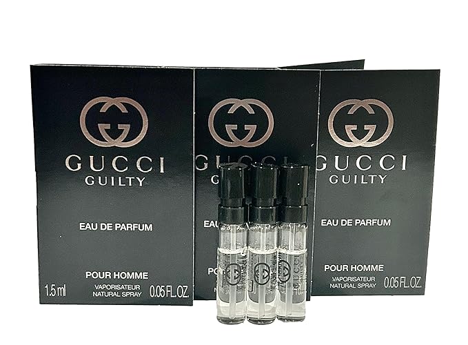 Gucci Guilty Sample Perfume MEN Guilty Guilty PARFUM Spray Pour Homme Size 1.5 ML / 0.05 (set of 3)