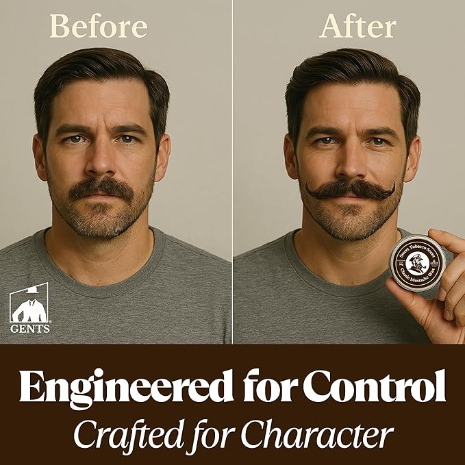 G.B.S Strong Hold Sweet Tobacco Mustache Wax, Easy Application, Restyleable, long lasting hold with Styling Comb (1.7 oz) (3 Pack, Sweet Tobacco)