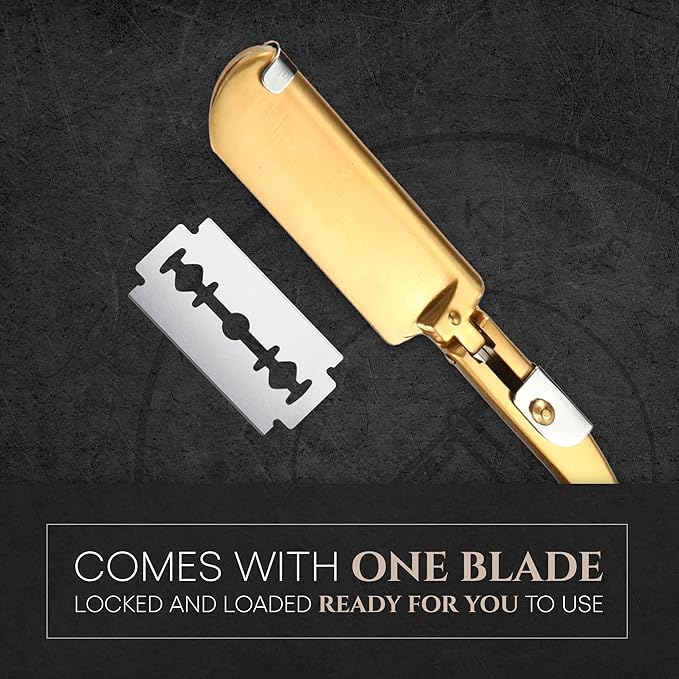 Best Shavette Straight Razor - Replaceable Blade Straight Razor, Metal Handle Shavette, No Stropping or Honing Needed, Great For Beginners, Starter Blade, Hygienic, Close Shave, Leather Case