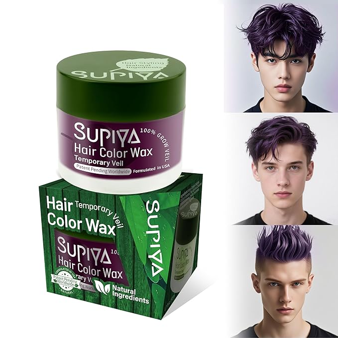 Temporary Hair Styling Color Wax,Purple Hair Dye Color Wax Washable Natural Instant Hair Coloring Cream for DIY Hairstyle for Kids Men Women(Color #5)