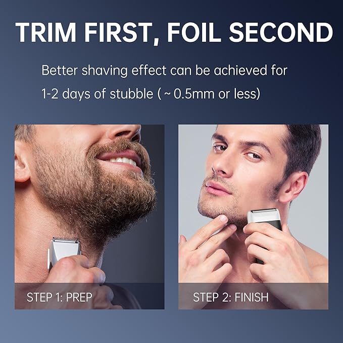 Portable Electric Razor for Men with 8,000 RPM Dual Floating Blade, 1H Charge for 60 Days, Type-C, IPX7 & Anti Pinch, Design for Daily/Travel Use, Electric Foil Shavers for Face, Black