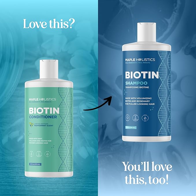 Volumizing Biotin Conditioner for Thinning Hair - Volumizing Conditioner for Fine Thin & Weak Hair - Sulfate Paraben & Silicone Free Hair Conditioner Nourishing Plant Proteins & B Vitamins (Mint)