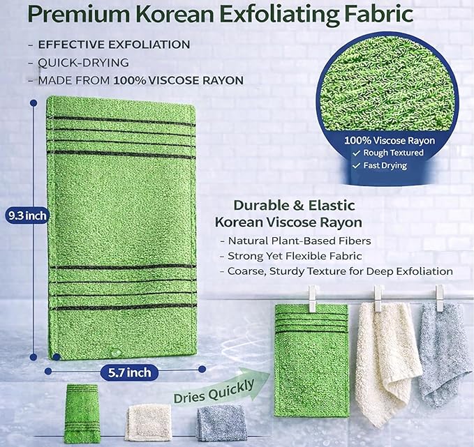 DEAD SKIN Professional Exfoliating Towel Bath Washcloth Mitt Korean Italy Towels (Yellow 3EA)