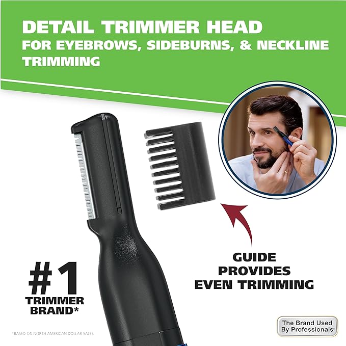 Wahl Lithium 2 in 1 Battery Pen Detail Touch Up Trimmer for Nose, Ear, Neckline, Eyebrow, & Other Detailing - Blue - by The Brand Used by Professionals - Model 5643-200