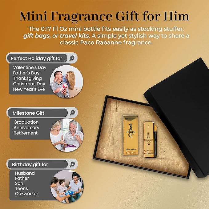 Paco Rabanne 1 Million Perfume for Men – Mini Eau de Toilette Splash, 0.17 Fl Oz