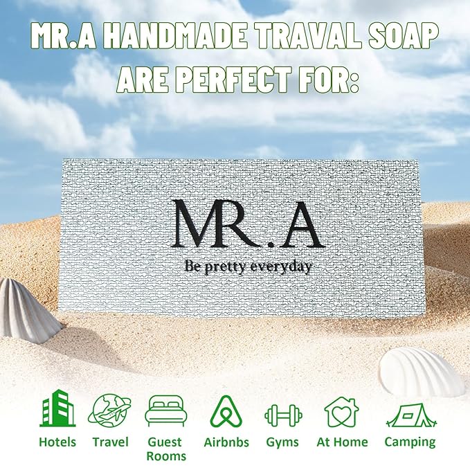 MR.A 23pcs Handmade Travel Soap, Mini Olive Hand Soap Individually Wrapped, Body Bath Gentle Bars Men Women, Travel Size Toiletries for Homeless and Hotel, Essentials Wash for Guest Bathroom