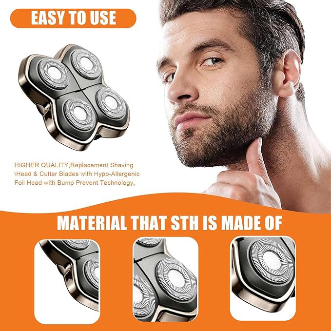 Replacement Blade Shaver PRO 2 Head for Electric Shaver Compatible with Skull Pitbull, Butterfly Kiss PRO & Palm Shavers (2Pack)