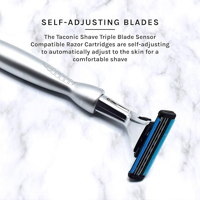 Taconic Shave, Gillette Sensor & Sensor Excel Compatible Heavyweight Triple Blade Pivot Head Razor, Includes 1 Preloaded Blade - Delivers a Smooth, Close & Comfortable Shave