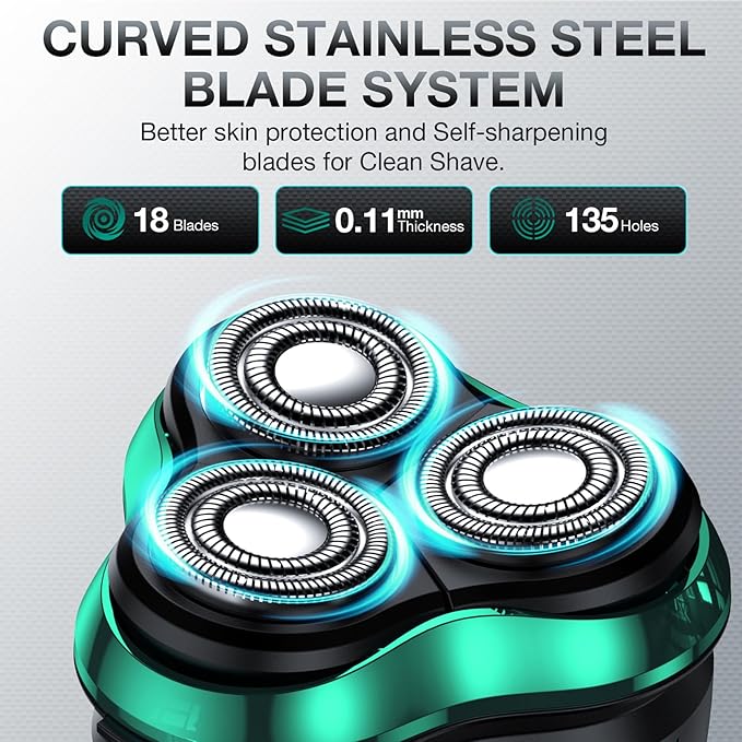 Electric Razor for Men, Cordless Rechargeable Rotary Shaver with Pop-Up Trimmer, IPX6 Waterproof Wet & Dry Electric Razor, Includes Charging Stand – Mens Electric Shaver for Face and Travel