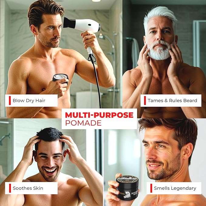 Bossman Hair & Beard Pomade for Men (Magic Scent) – Medium Hold & Moisturizing for Hair, Beard & Mustache Styling – Made in USA