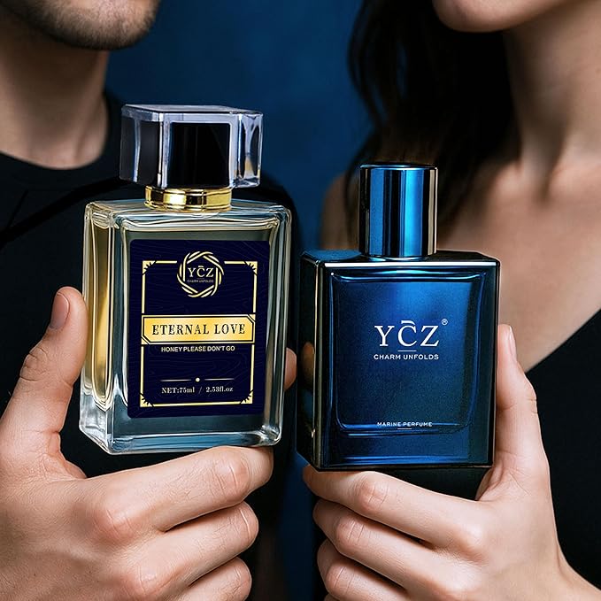 Ycz Cologne for Men Set, 1.7oz(50ml) Bottled Marine Perfume & Carnival Men Perfume, Long Lasting Spicy Wood Fragrance, Elegant Unique, Sleek Bottle Design for Christmas Gifts Ideal