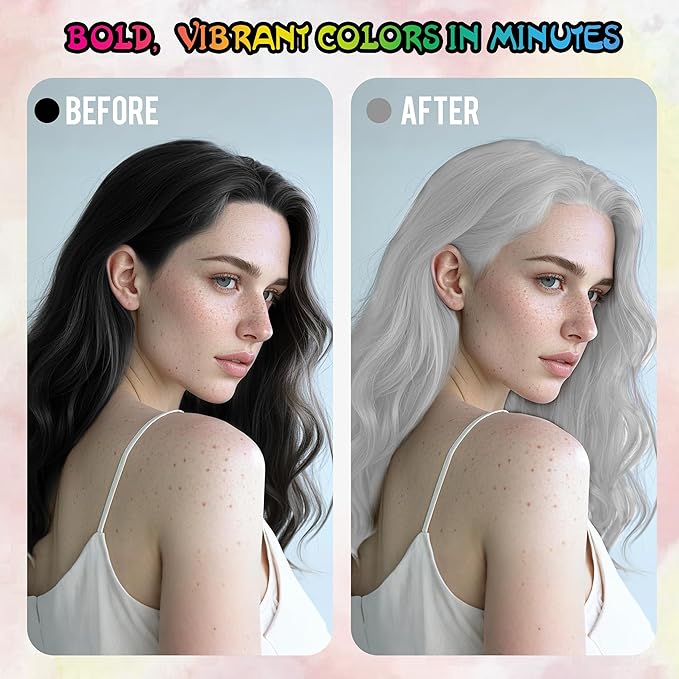 Silver White Temporary Hair Color Spray - Gentle Formula, Washable & Non-Sticky | Instant Hair Dye Alternative for Adults | Halloween, Costume, Party Makeup, 150ml