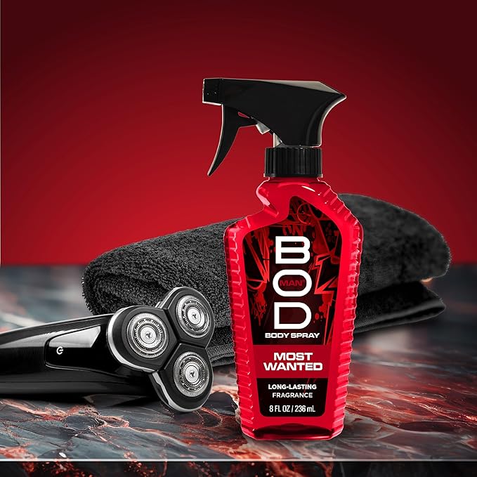 BOD man Fragrance Body Spray, Most Wanted, 8 fl oz (Pack of 2)
