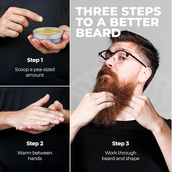 Biotin Beard Balm for Men – Made in USA – Beard Growth & Moisturizer with Castor Oil & Jojoba Oil – Organic Styling Wax for Thickening & Softening – Mustache Conditioner