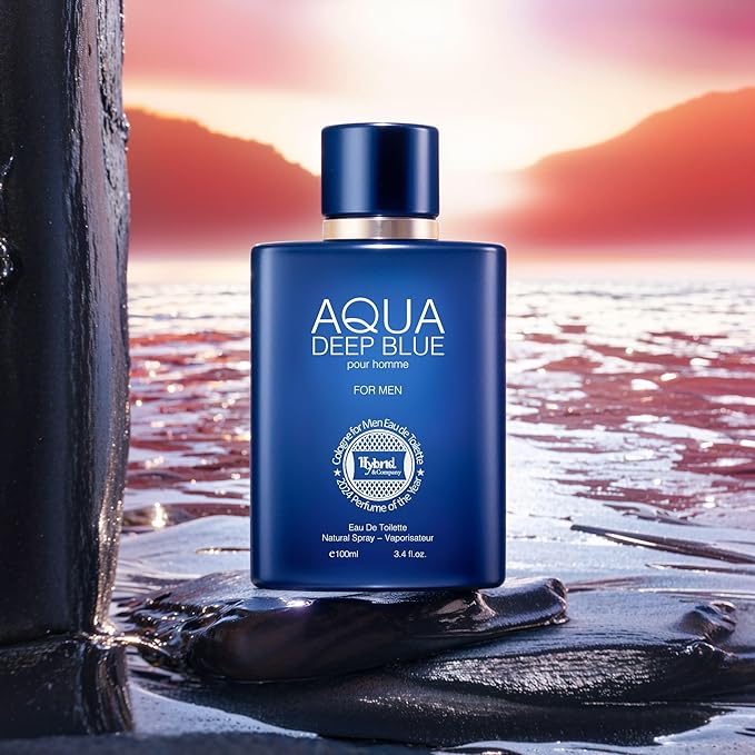 Hybrid & Company Aqua Deep Blue Pour Homme For Men Eau De Parfum Vaporisateur Natural Spray 3.4 Fl Oz