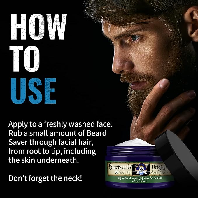 Bluebeards Original Beard Balm Leave-in Conditioner - 4 oz Fresh Mint Beard Saver Softener for Men with Aloe & Peppermint Oil Deeply Conditions & Moisturizes Mustache & Skin - Made in USA