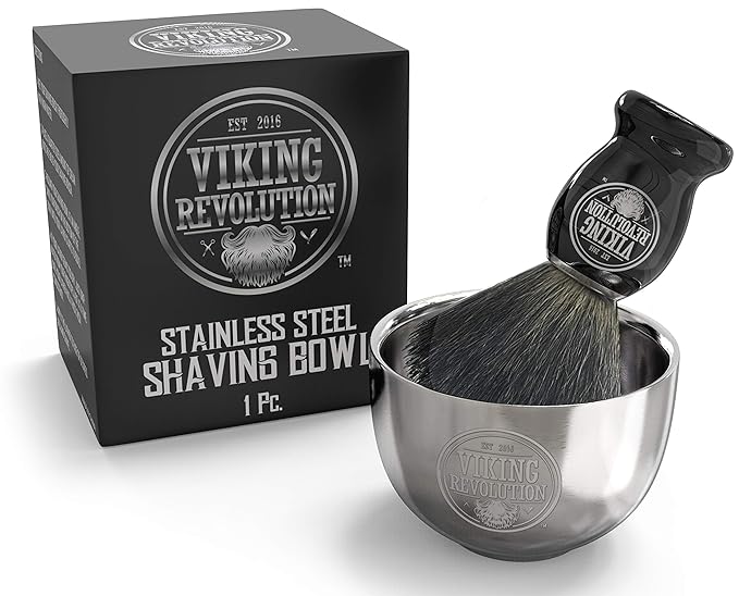 Viking Revolution Stainless Steel Shaving Soap Bowl- Shaving Mug for Shave Cream & Soap- Double Layer, Unbreakable Shaving Cup for Wet Shave 3.2" x 2.2"